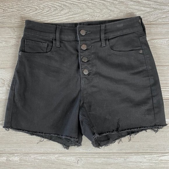 💜 Old Navy Black High Rise Secret Slim Pocket Denim Shorts 6 - Picture 10 of 10